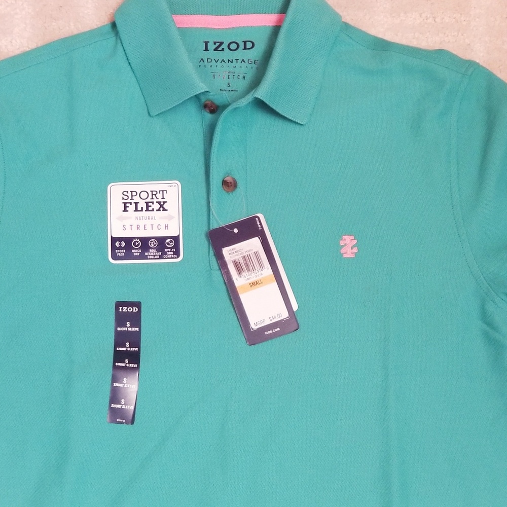Izod GREEN Polo Shirt Size Small Sport Flex - Picture 4 of 7